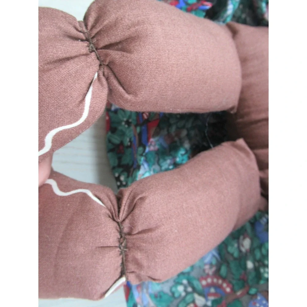 Gingerbread girl‎ plush rag doll green print holly berry dress probably handmade